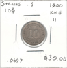 Straits Settlements: 1900 Silver 10 Cents