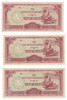 Japanese Burma: 1942 10 Rupees Banknote Collection Lot (3 Pieces)