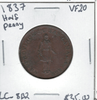 Lower Canada: 1837 Half Penny Token LC-8B2 VF20