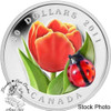 Canada: 2011 $20 Tulip with Glass Ladybug Fine Silver Coin
