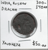 India:  Kushan:  300 -  340  AD  Drachm  Yaudheya