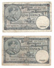 Belgium: 1938 5 Francs 2 Piece Lot
