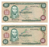 Jamaica: 1982-1986 2 Dollars 2 Piece Lot