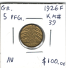 Germany: 1926F 5 Pfennig
