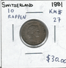 Switzerland: 1881 10 Rappen