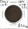 Italy: 1894 10 Centesimi