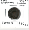 Rome: 272 AD Antoninianus Tetricus, Laetitia Avg