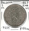 Belgium: 1867 5 Francs