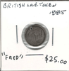 Great Britain: 1885 3 Pence Love Token, "Fred"