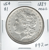 United States:  1889  Morgan  Dollar MS62