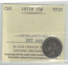 Canada: 1871H 10 Cent ICCS VF20