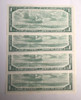 Canada: 1954 $1 Bank Of Canada Banknotes 4 Consecutive in Sequence BC-37d