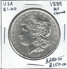 United States: 1889 Morgan  Dollar AU Cleaned