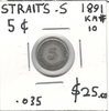 Straits Settlements: 1891 5 Cents #2