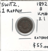 Switzerland: 1892B 1 Rappen Keydate