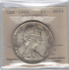 Canada: 1966 Silver Dollar LB ICCS  MS64