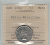 Canada: 1964 5 Cents Extra Waterline ICCS MS64