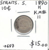 Straits Settlements: 1890H 10 Cents