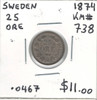 Sweden: 1874  25 Ore