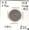 Great Britain:  1918 6 Pence