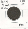 United States: 1828 1/2 Cent 12 Stars EF