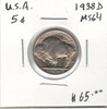 United States: 1938D 5 Cent MS64