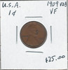 United States: 1909 VDB 1 Cent VF