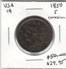 United States: 1850 1 Cent F12 Corrosion