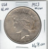 United States: 1923  Peace Dollar  MS60