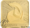 Canada: 2010 $3 Polar Bear Square Sterling Silver Gold Plated Coin