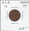 United States: 1909 VDB  1  Cent  EF