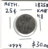 Netherlands: 1825B 25 Cent