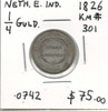 Netherlands East Indies: 1826 1/4 Gulden