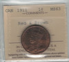 Canada: 1911 Large Cent ICCS MS63 Red & Brown