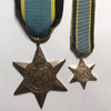 WWII Allied Air Crew Europe Star With Miniature Medal (Replacement Ribbon On Regular Star)