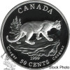 Canada: 1999 50 Cents Cats of Canada, Cougar Cat Silver Coin