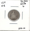 United States: 1856 10 Cent Small Date G4