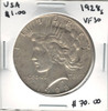 United States: 1928s Peace  Dollar VF30