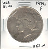 United States: 1934s  Peace Dollar  F12