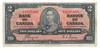 Canada: 1937 $2 Bank Of Canada Banknote  BC-22c