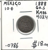 Mexico: 1888 GA. S. 10 Centavos