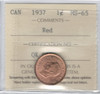 Canada: 1937 1 Cent ICCS MS65 Red