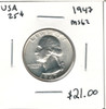 United States: 1947 25 Cent MS62