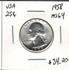 United States: 1958 25 Cent MS64