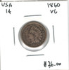 United States: 1860 1 Cent  VG8