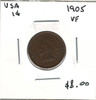 United States: 1905 1 Cent  VF20