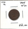 United States: 1905 1 Cent VF30