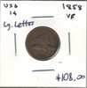 United States: 1858 1 Cent Large Letters  VF20