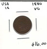 United States: 1880 1 Cent  VG8