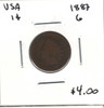 United States: 1887 1 Cent  G4